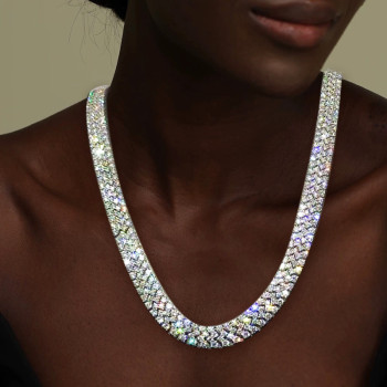 105ctw White Sapphire Four Row Statement Necklace
