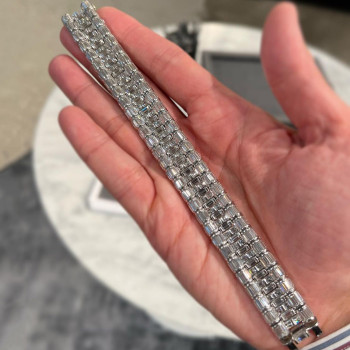 39ctw Baguette Cut White Sapphire Unisex Statement Bracelet