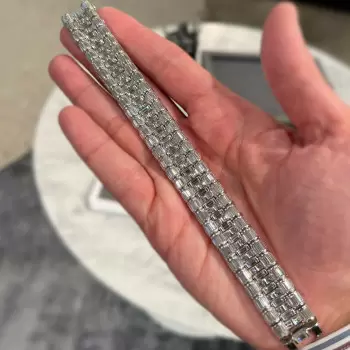 39ctw Baguette Cut White Sapphire Unisex Statement Bracelet