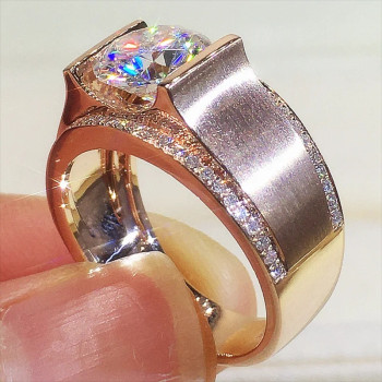 3.8ct Round Cut White Sapphire Men's Engagement Ring