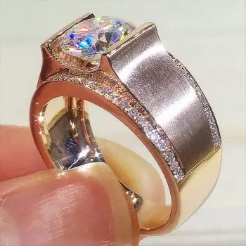 3.8ct Round Cut White Sapphire Men's Engagement Ring