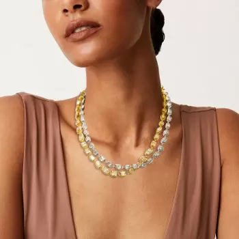 76ctw Bezel-Set Multi-cut White Sapphire Statement Necklace