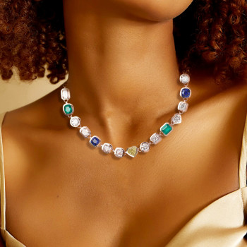 80ctw Multi-cut Multicolor Sapphire Statement Necklace