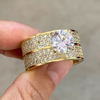 3.8ct Round Cut White Sapphire Contempariry Engagement Ring