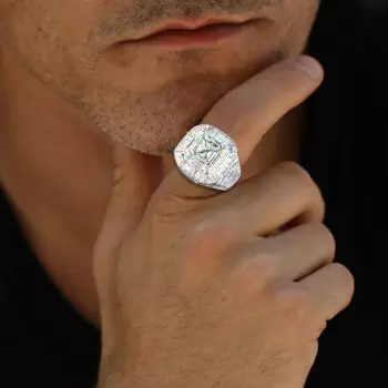 9.5ct Asscher Cut Bold Men's Cocktail Ring