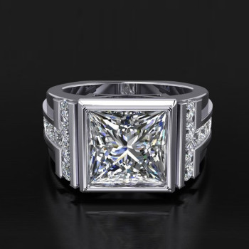 5.6ct Princess Cut Machenical Style Men's Ring