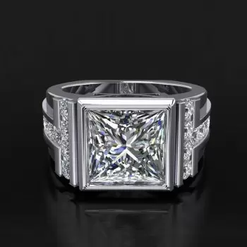 5.6ct Princess Cut Machenical Style Men's Ring