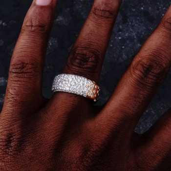 4ctw Round Cut Scattered Paved Men's Ring