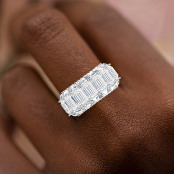 16ctw Baguette and Emerald Cut Three-side Eternity Ring