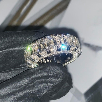 16ctw Baguette and Emerald Cut Three-side Eternity Ring