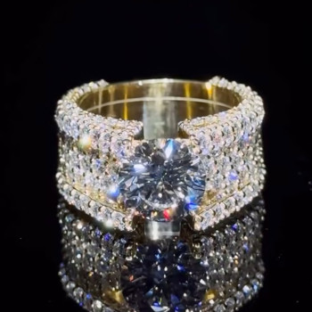 3.8ct Round Cut Three-Side Paved Men's Engagement Ring
