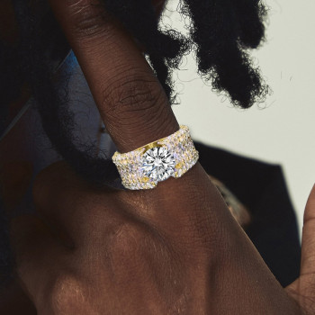 3.8ct Round Cut Three-Side Paved Men's Engagement Ring