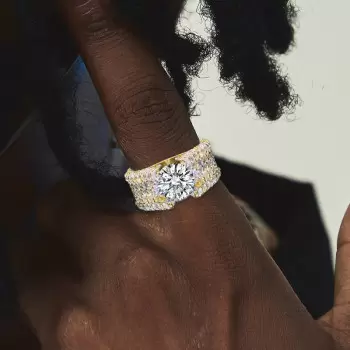 3.8ct Round Cut Three-Side Paved Men's Engagement Ring