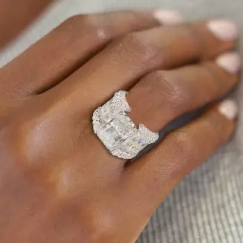 8ct Radiant Cut Three-Side Paved Men's Engagement Ring