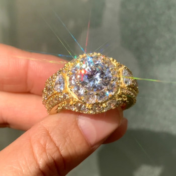 3ct Round Cut Bold Wide Men's Cocktail Ring
