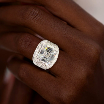 9.5ct Asscher Cut Invisible Set Baguette Shape Men's Ring