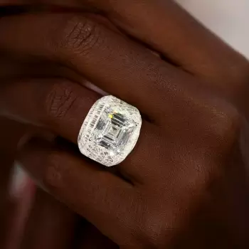 9.5ct Asscher Cut Invisible Set Baguette Shape Men's Ring