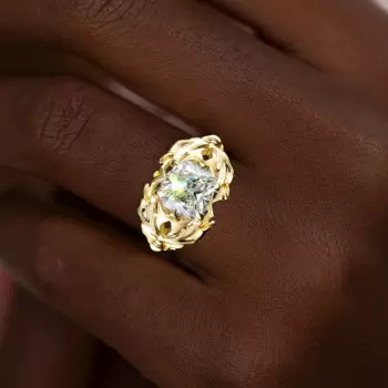5.6ct Cushion Cut Two Tone Men's Cocktail Ring