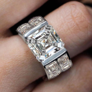 7.5ct Asscher Cut White Sapphire Bold Men's Ring