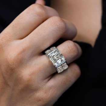 7.5ct Asscher Cut White Sapphire Bold Men's Ring