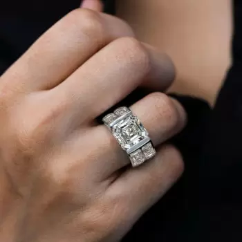 7.5ct Asscher Cut White Sapphire Bold Men's Ring