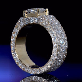 4ct Princess Cut White Sapphire Allover-set Men's Ring