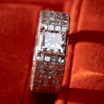 5.6ct Princess Cut White Sapphire Allover-set Men's Ring