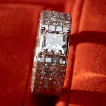 5.6ct Princess Cut White Sapphire Allover-set Men's Ring