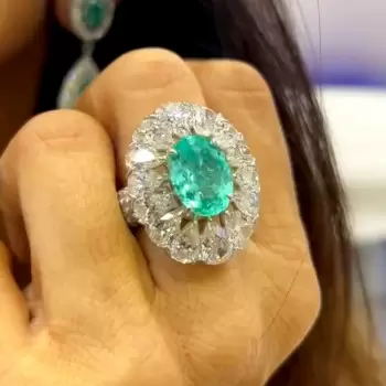 5ct Halo Oval Cut Green Blue Paraiba Cocktail Ring