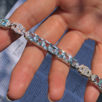 32ctw Asscher Cut Aquamarine Art-deco Vintage Bracelet