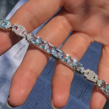 32ctw Asscher Cut Aquamarine Art-deco Vintage Bracelet