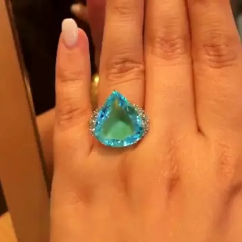 8ct Pear Cut Aquamarine ring in Sterling Silver