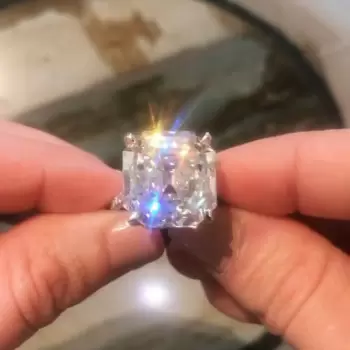 12ct Asscher Cut White Sapphire Engagement Ring