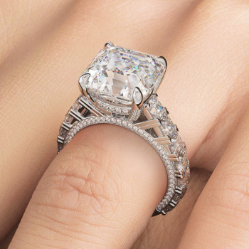 5ct Asscher Cut Cathedral Set Engagement Ring