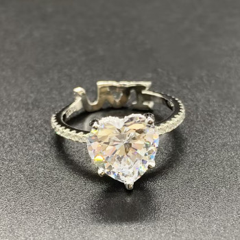 Heart Cut White Sapphire Initials Engagement Ring