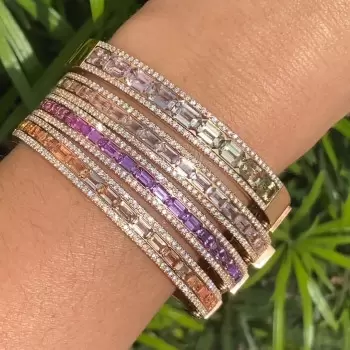 14ctw Baguette Cut Multicolor Tennis Bangle