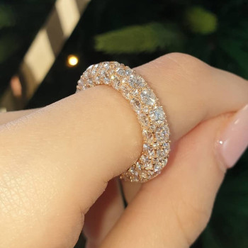 3.75ctw Round Cut White Sapphire 4 Rows Eternity Band