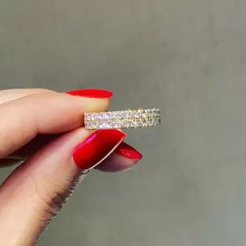 1.95ct Round Cut White Sapphire Half Double Row Band in Gold