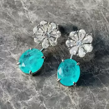 13ctw Oval Cut Paraiba Tourmaline Flower Earrings