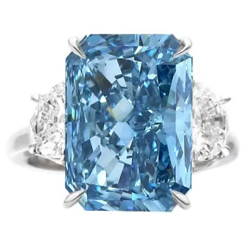 8.4ct Radiant Cut Aquamarine Three-stone Engagement Ring