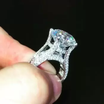 4ct Round Cut White Sapphire Engagement Ring