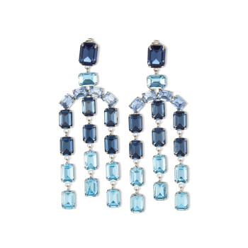 30ctw Emerald Cut Aquamarine Statement Chandelier Earrings