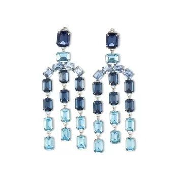 30ctw Emerald Cut Aquamarine Statement Chandelier Earrings