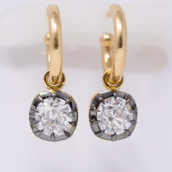 11ctw Cushion Cut Vintage Two Tone Drop Earrings