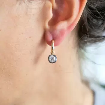 11ctw Cushion Cut Vintage Two Tone Drop Earrings