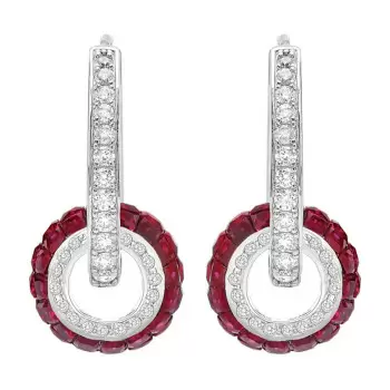 8ctw Invisible Set Blue Sapphire/Ruby Ball Drop Earrings