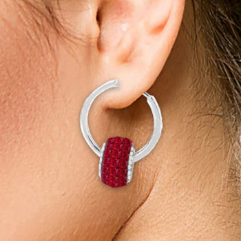 8ctw Invisible Set Blue Sapphire/Ruby Ball Drop Earrings