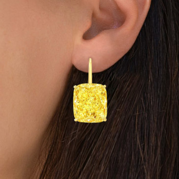 22ctw Cushion Cut Yellow Sapphire Classic Drop Earrings