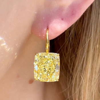 22ctw Cushion Cut Yellow Sapphire Classic Drop Earrings