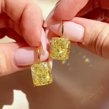 22ctw Cushion Cut Yellow Sapphire Classic Drop Earrings